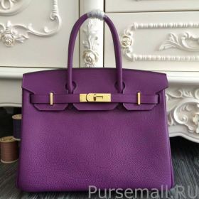 Hermes Birkin 30cm 35cm Bag In Purple Clemence Leather